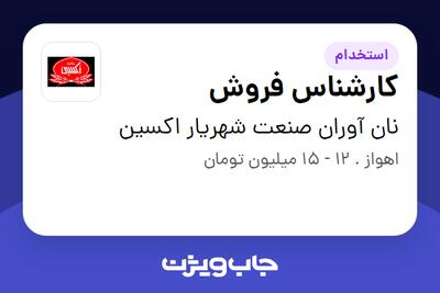 استخدام کارشناس فروش - خانم در نان آوران صنعت شهریار اکسین