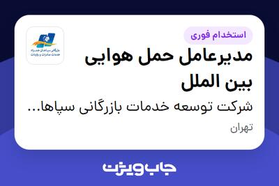 استخدام مدیرعامل حمل هوایی بین الملل در شرکت توسعه خدمات بازرگانی سپاهان همراه