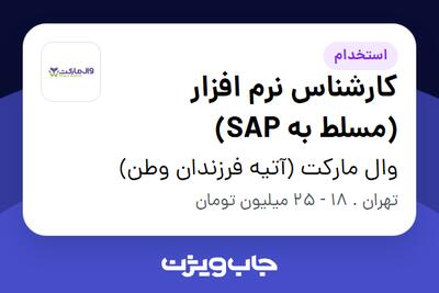 استخدام کارشناس نرم افزار (مسلط به SAP) - آقا در وال مارکت (آتیه فرزندان وطن)