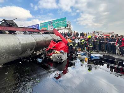 واژگونی مرگبار تانکر حمل قیر در اتوبان