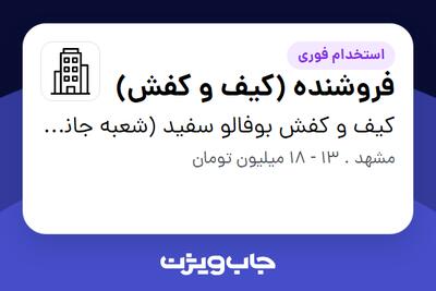 استخدام فروشنده (کیف و کفش) - آقا در کیف و کفش بوفالو سفید (شعبه جانباز)