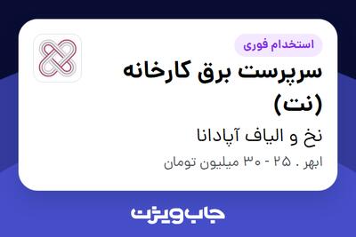 استخدام سرپرست برق کارخانه (نت) در نخ و الیاف آپادانا