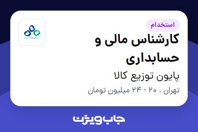 استخدام کارشناس مالی و حسابداری در پایون توزیع کالا