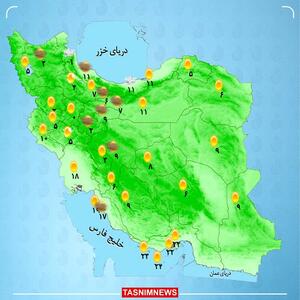 پیش‌بینی بارش در اکثر مناطق کشور