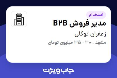 استخدام مدیر فروش B2B در زعفران توکلی