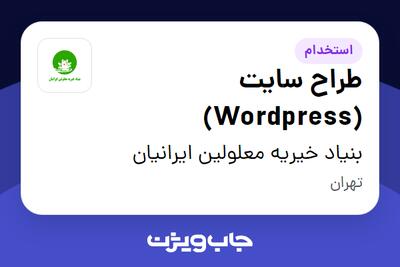 استخدام طراح سایت (Wordpress) در بنیاد خیریه معلولین ایرانیان