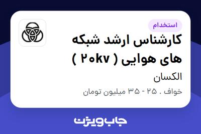 استخدام کارشناس ارشد شبکه های هوایی ( 20kv ) - آقا در الکسان