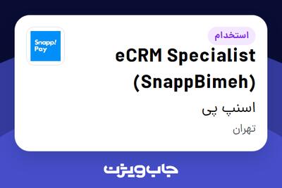 استخدام eCRM Specialist (SnappBimeh) در اسنپ پی