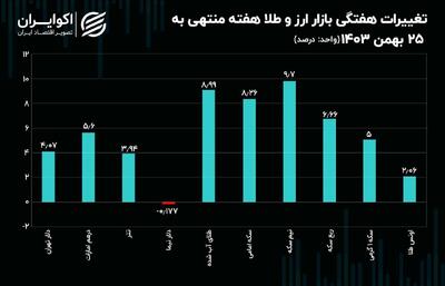 بازدهی دلار رسمی منفی شد / نیم سکه پرچمدار کسب بازدهی هفتگی