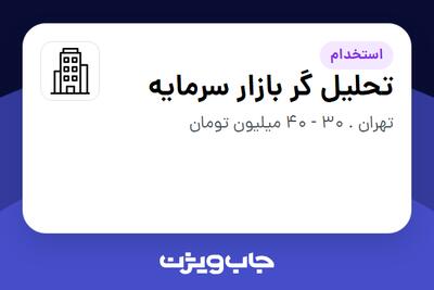 استخدام تحلیل گر بازار سرمایه در سازمانی فعال در حوزه سرمایه گذاری و مالی