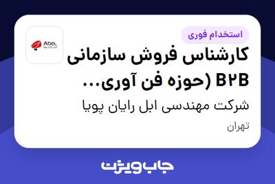 استخدام کارشناس فروش سازمانی B2B (حوزه فن آوری اطلاعات) در شرکت مهندسی ابل رایان پویا