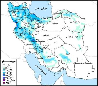 دریای خزر و خلیج فارس پرباران‌ترین حوضه در هفته جاری