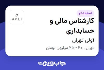 استخدام کارشناس مالی و حسابداری در آولی تهران