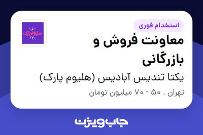 استخدام معاونت فروش و بازرگانی در یکتا تندیس آبادیس (هلیوم پارک)