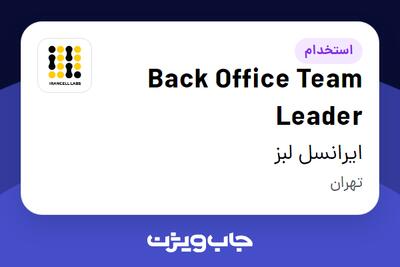 استخدام Back Office Team Leader در ایرانسل لبز