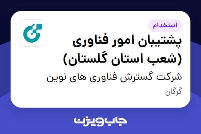 استخدام پشتیبان امور فناوری (شعب استان گلستان) - آقا در شرکت گسترش فناوری های نوین