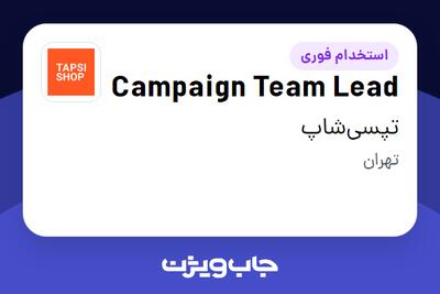 استخدام Campaign Team Lead در تپسی‌شاپ