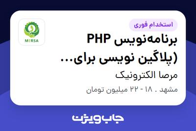 استخدام برنامه‌نویس PHP (پلاگین نویسی برای وردپرس) در مرصا الکترونیک