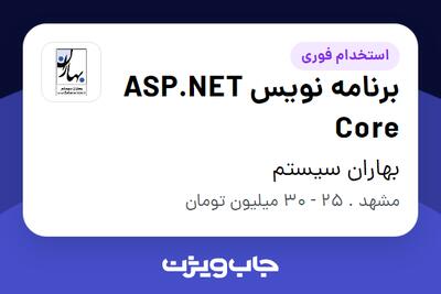 استخدام برنامه نویس ASP.NET Core - آقا در بهاران سیستم