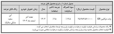 فروش نقدی با تحویل فوری وانت دو کابین G9 (اسفند 1403)