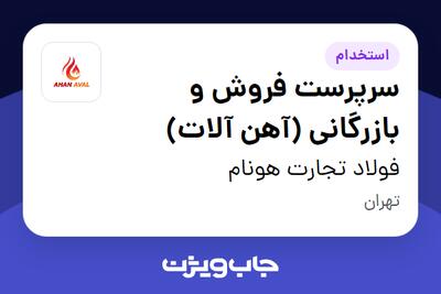 استخدام سرپرست فروش و بازرگانی (آهن آلات) در فولاد تجارت هونام