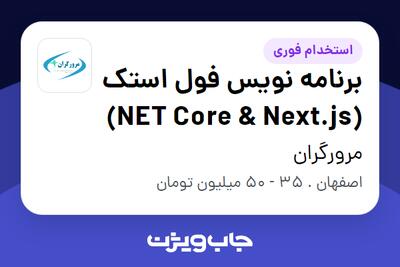 استخدام برنامه‌ نویس فول استک (NET Core   Next.js) در مرورگران