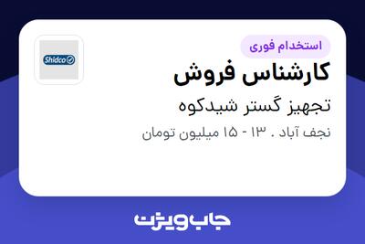 استخدام کارشناس فروش - خانم در تجهیز گستر شیدکوه