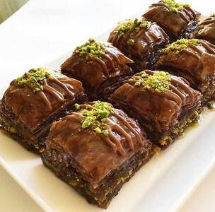 طرز تهیه باقلوا شکلاتی با خمیر یوفکا و فندق خیلی ساده و خوشمزه در خانه