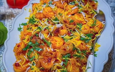 طرز تهیه میگو پلو مجلسی خوشمزه+ فیلم - سبک ایده آل