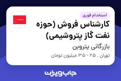 استخدام کارشناس فروش (حوزه نفت گاز پتروشیمی) در بازرگانی پتروبن