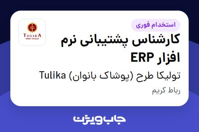 استخدام کارشناس پشتیبانی نرم افزار ERP در تولیکا طرح (پوشاک بانوان) Tulika