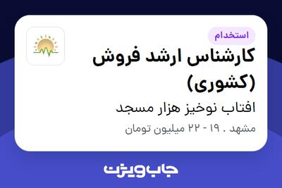 استخدام کارشناس ارشد فروش (کشوری) در افتاب نوخیز هزار مسجد