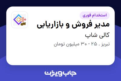 استخدام مدیر فروش و بازاریابی - خانم در کالی شاپ