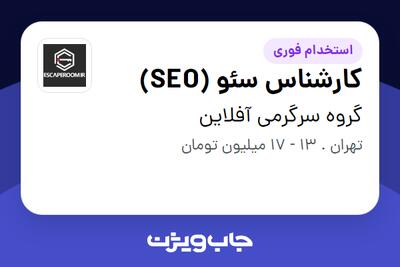 استخدام کارشناس سئو (SEO) در گروه سرگرمی آفلاین