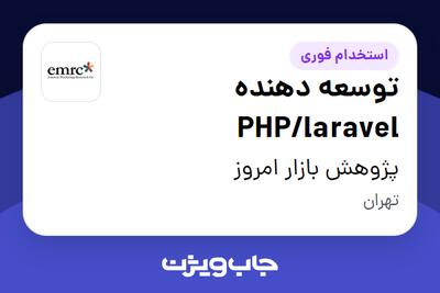 استخدام توسعه دهنده PHP/laravel در پژوهش بازار امروز