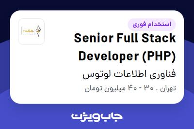 استخدام Senior Full Stack Developer (PHP) در فناوری اطلاعات لوتوس