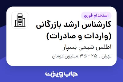 استخدام کارشناس ارشد بازرگانی (واردات و صادرات) در اطلس شیمی بسپار