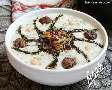 طرز تهیه آش دوغ تبریزی با گوشت قلقلی و برنج خیلی خوشمزه و مقوی