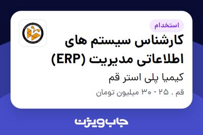 استخدام کارشناس سیستم های اطلاعاتی مدیریت (ERP) در کیمیا پلی استر قم