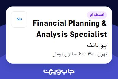 استخدام Financial Planning   Analysis Specialist در بلو بانک