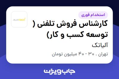 استخدام کارشناس فروش تلفنی ( توسعه کسب و کار) در آلیاتک