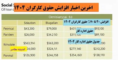 اخرین اخبار افزایش حقوق کارگران 1404| افزایش 40 تا 70% حقوق کارگران 1404+ حقوق اداره کار و جدول حقوق اداره کار ۱۴۰۴