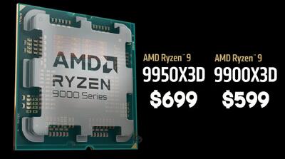 پردازنده های AMD Ryzen 9 9950X3D و 9900X3D 3D V-Cache به بازار عرضه شدند