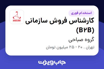 استخدام کارشناس فروش سازمانی (B2B) - خانم در گروه صباحی