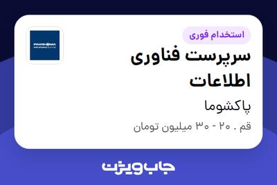 استخدام سرپرست فناوری اطلاعات - آقا در پاکشوما