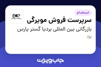 استخدام سرپرست فروش مویرگی در بازرگانی بین المللی بردیا گستر پارس