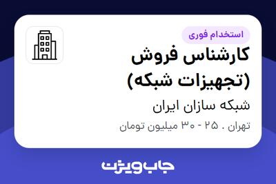 استخدام کارشناس فروش (تجهیزات شبکه) - خانم در شبکه سازان ایران