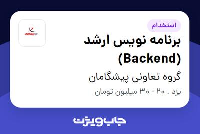 استخدام برنامه نویس ارشد (Backend) در گروه تعاونی پیشگامان