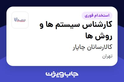 استخدام کارشناس سیستم ها و روش ها در کالارسانان چاپار