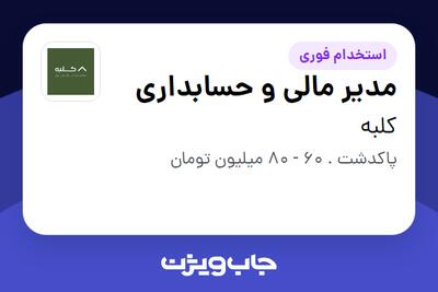 استخدام مدیر مالی و حسابداری در کلبه